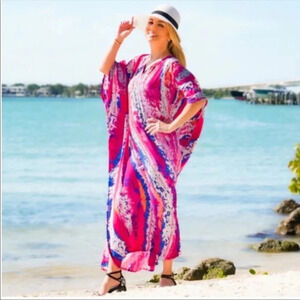Boho Kaftan Maxi Dress — Beach Cover-Up | Resort Wear | One Size Fits Most
